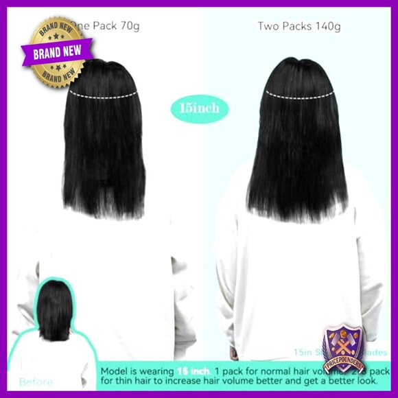 15 Inch Clip-In Human Hair Extensions, 7pcs 75g Silky Straight Remy main image 5